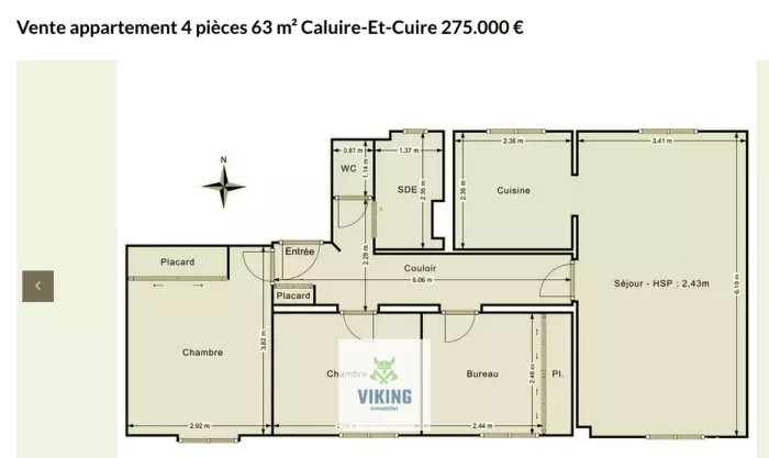 Appartement 4 pièces 63m2 quartier le Vernay